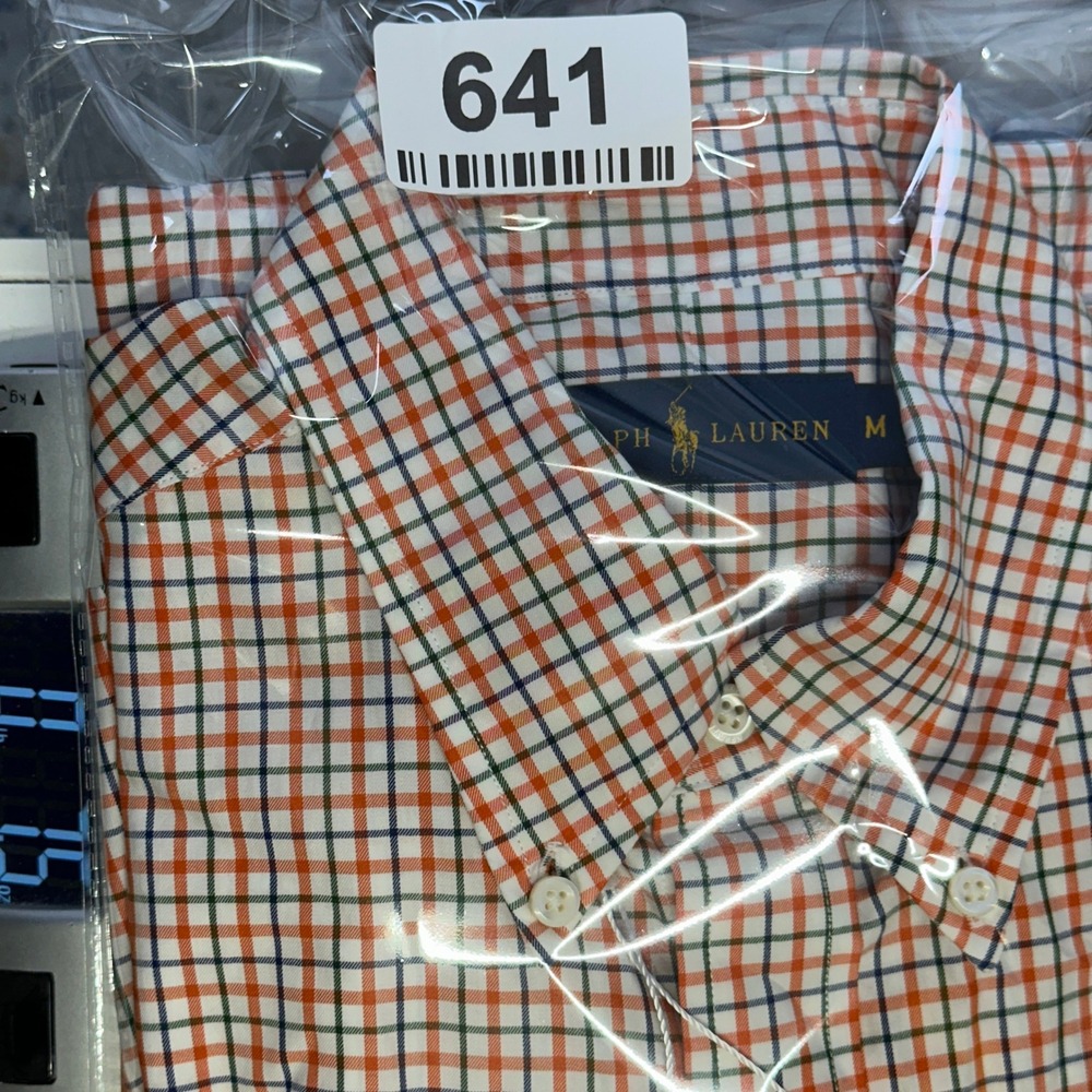 Ralph Lauren Plaid Button Down Shirt Men's M Orange Green Cotton - Picture 10 of 10